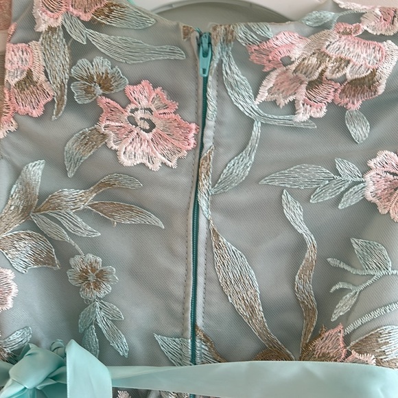 Girls Rare Editions Green Lace Floral Party Dress Sz 5 - Picture 4 of 13